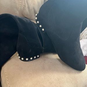 Ivanka Trump flat boots, brand new, size 7 1/2, pearl accents around the 1” heel